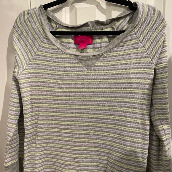 Victoria's Secret Gray and Light Green Striped Shirt - Picture 1 of 4
